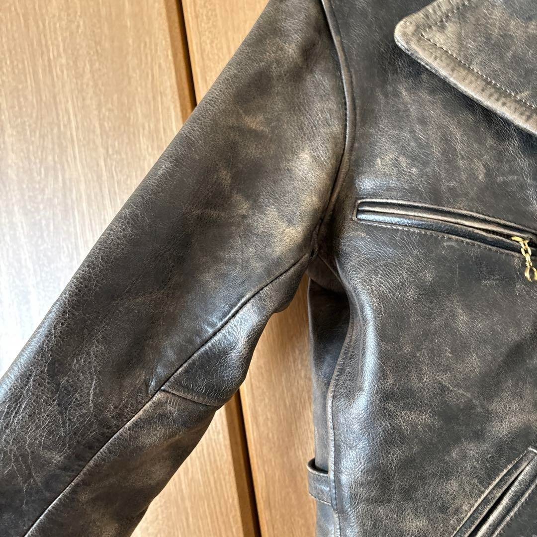 RRL Ralph Lauren Motorcycle Jacket Biker Cowhide Leather Men's Size XS USED image 9