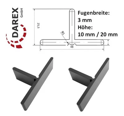 DAREX Tee joints 3mm bridge height 10mm/20mm for patio slabs floor slabs