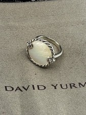 Silver David Yurman Elements Ring with Mother of Pearl Pave Diamonds