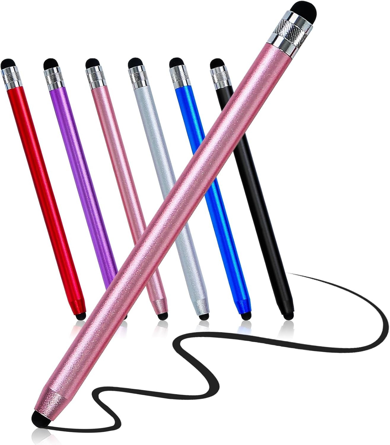 6-Pack Multicolor Stylus Pens for iPad & Touchscreen Devices