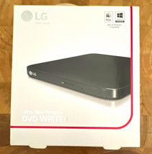 LG Ultra Slim Portable External DVD Writer Drive for Mac/Windows, CD/DVD, Black