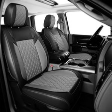 Car Seat Covers Full Set for Dodge 2002-2025 Full Set (Curved Back) Black Grey