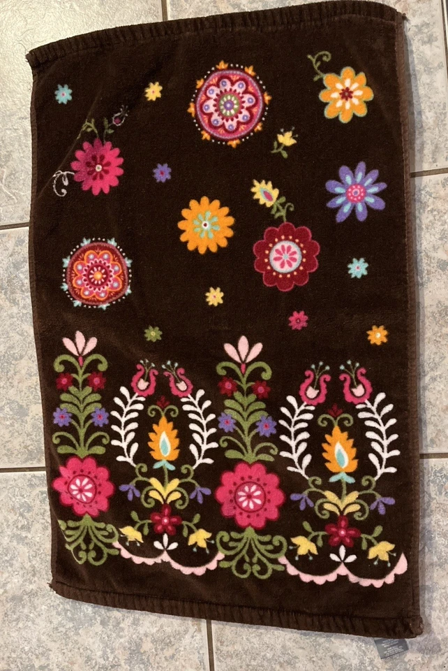 Juego de toallas florales PERI 3 piezas marrón rico boho hippie - baño, mano, paño Foto 4 de 4