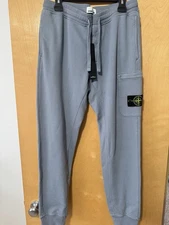 Stone Island Logo Cotton Sweatpants Light Blue Sky New Size L Large $375 MSRP