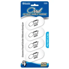 BAZIC White Oval Eraser (4/Pack),Other Office Pens & Pencils