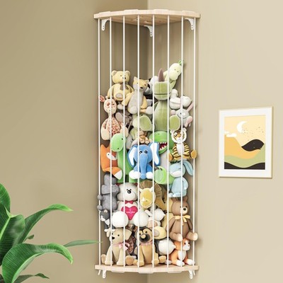Stuffed Animal Storage Zoo   Adjustable Solid Wood Toy Organizer for Kids' Room