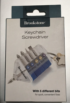 Brookstone Keychain Screwdriver -5 Diffrent Bits For Quick Convennient Fixes-NEW
