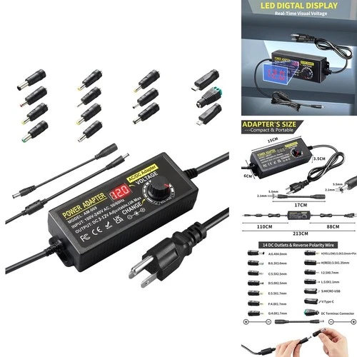 Universal Power Supply Meiyue AM-005 Adjustable 3V-12V 12A 144W 14 Plugs LED - product listing photo