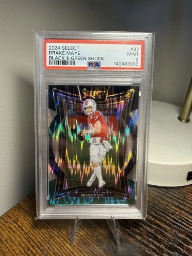 2024 Panini Select - Concourse Drake Maye  Black & Green Shock Prizm (RC) Mint 9