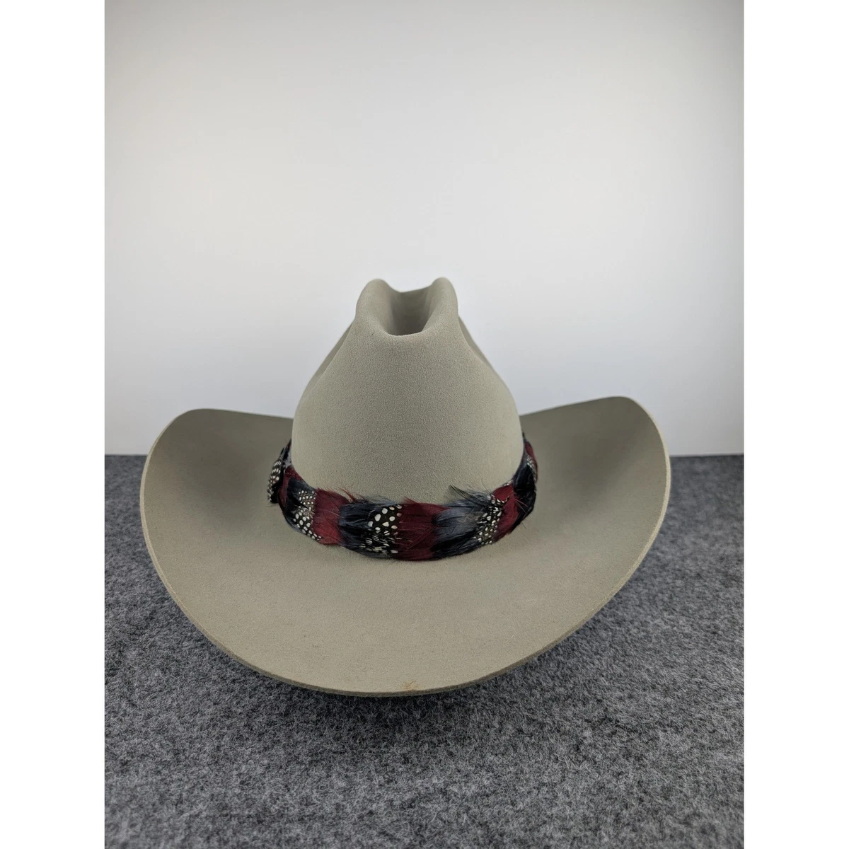 Light Gray Felt Western Hat with Feather Accent Cuernos Chuecos Durango 6X Charcoal Grey Tejana Hat main image 2
