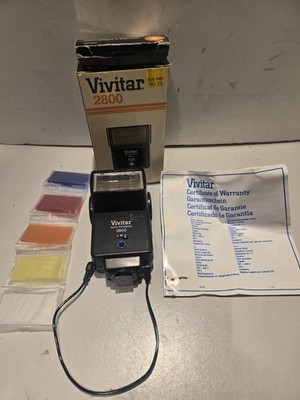 Vivitar 2800 Auto Thyristor Electronic Flash With Box Color Filters Set & Manual