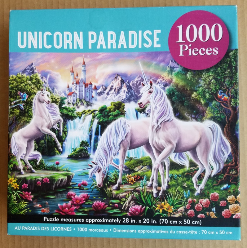 UNICORN PARADISE 1000 piece puzzle with Poster, Peter Pauper Press, Excellent 
