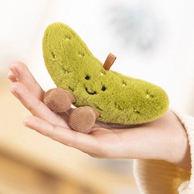 Green Sour Pickle Plush Keychain Soft Stuffed Toy