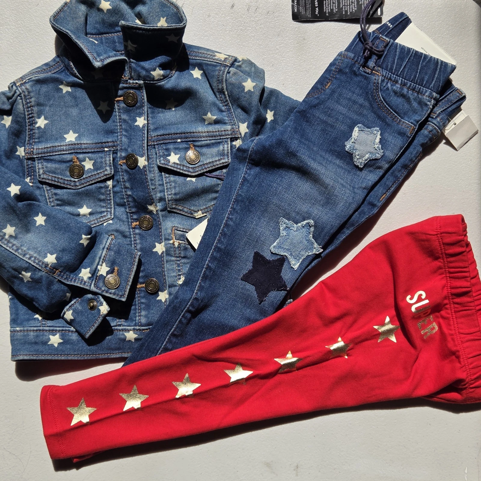 Baby GAP GIRLS Size 2T Jeans & Jean Jacket Stars Patch Leggings (no tag) $115