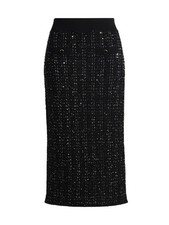 New, Veronica Beard Corbin Sequined Knit Pencil Skirt in Black Sz L MD1468