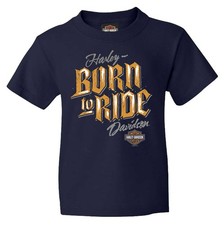 Harley-Davidson Boy's Born to Ride Short Sleeve Toddler T-Shirt - Navy (2T)