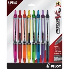 PILOT Precise V5 RT Rolling Ball Pens, 0.5 mm, Pack of 8