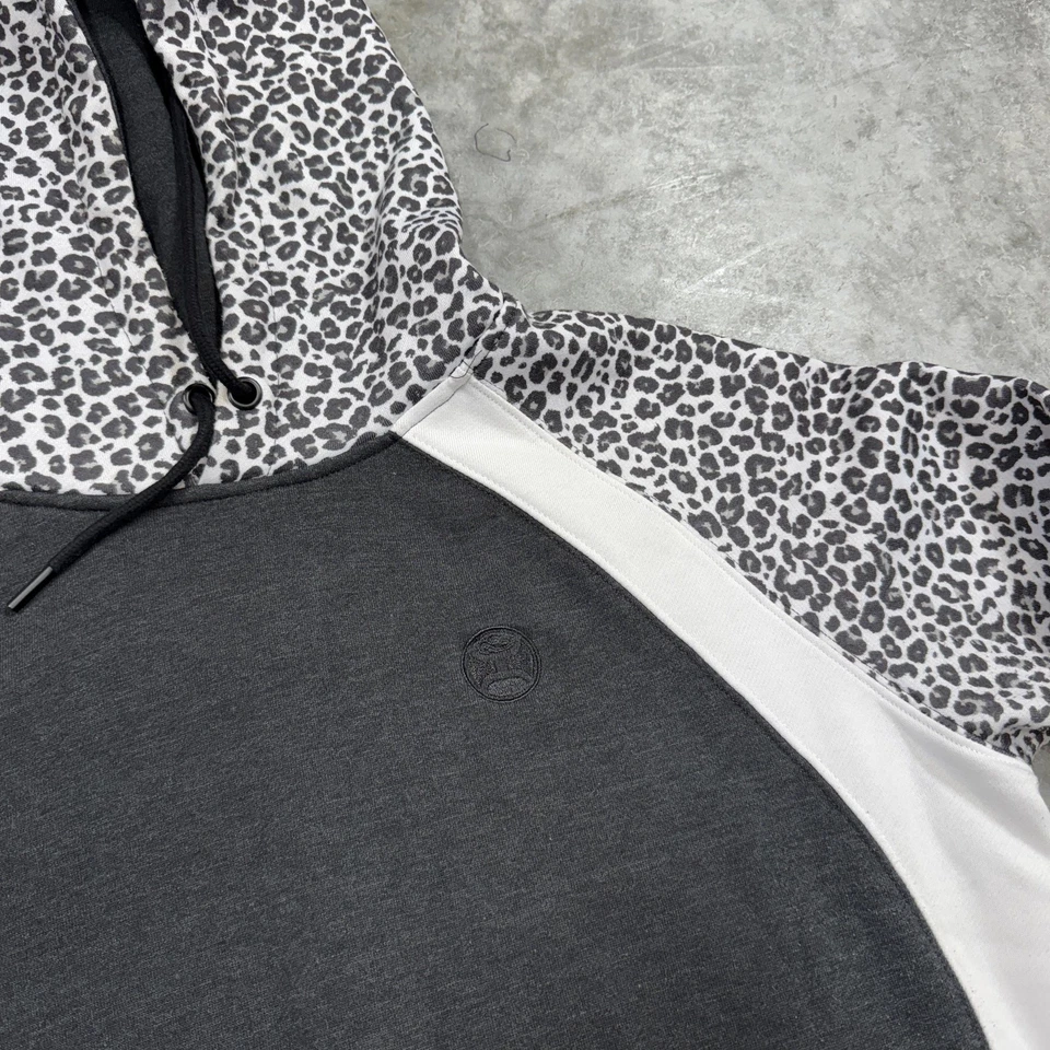 Hooey Sudadera con Capucha Mujer Mediana Negra Blanca Leopardo Raglán Pullover Canguro Bolsillo Foto 3 de 4