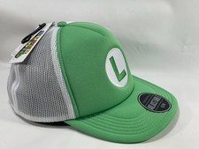 Luigi Super Mario Snapback Trucker Mesh Hat Green White Official Nintendo NWT