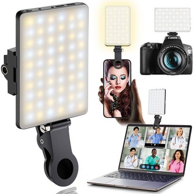 60 LED Portable Selfie Light Video Conference Lighting with Clip & Camera Tri...