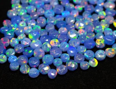 2-3mm Natural Welo Ethiopian Fire Opal Faceted Roundell Loose Beads Gemstone