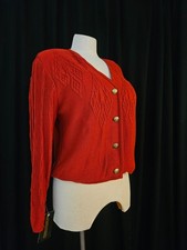 Geiger Austria Tyrol NWT Old Stock Red Knit Textured Cardigan Sweater Cotton