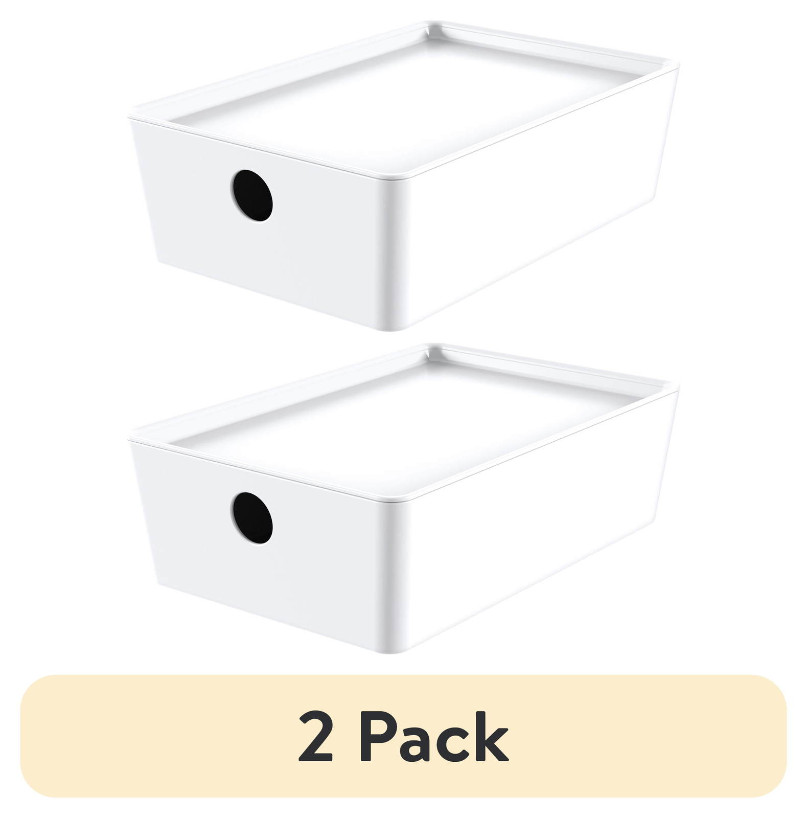 2-Pack Small White Storage Containers with Lids