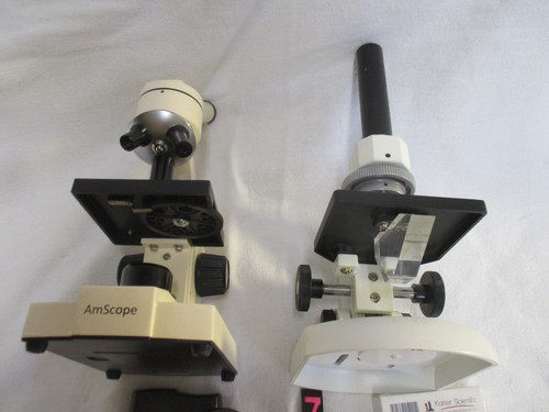 Microscopio de estudiante K-12 blanco vintage 4X 10X 40X y mira telescópica Am con luz - Imagen 10 de 19