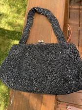 Vintage Walborg Black Beaded Evening Bag Purse Handmade in Belgium