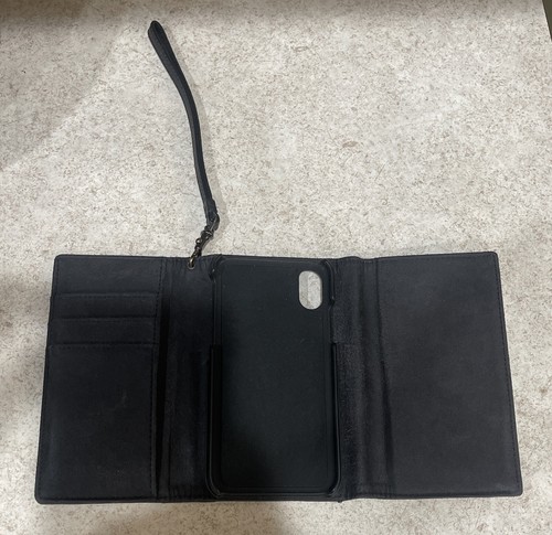Rebecca Minkoff Wristlet Phone Holder Trifold Wallet Love Lock Leather Black - Zdjęcie 4 z 4
