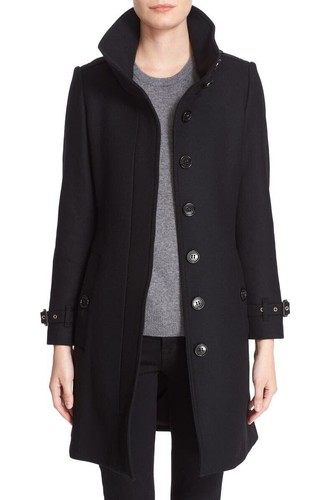 NWT Burberry Gibbsmoore Single Breasted Wool Cashmere Trench Coat Black size US8 - Picture 6 of 24