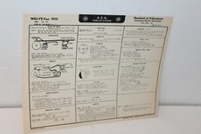 1952 WILLY'S  FOUR CYLINDER TUNE UP CHART  W/ DIAGRAMS  473-SW