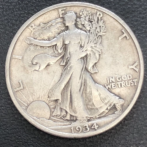 1934 S Walking Liberty Half Dollar 50c Higher Grade VF #34279