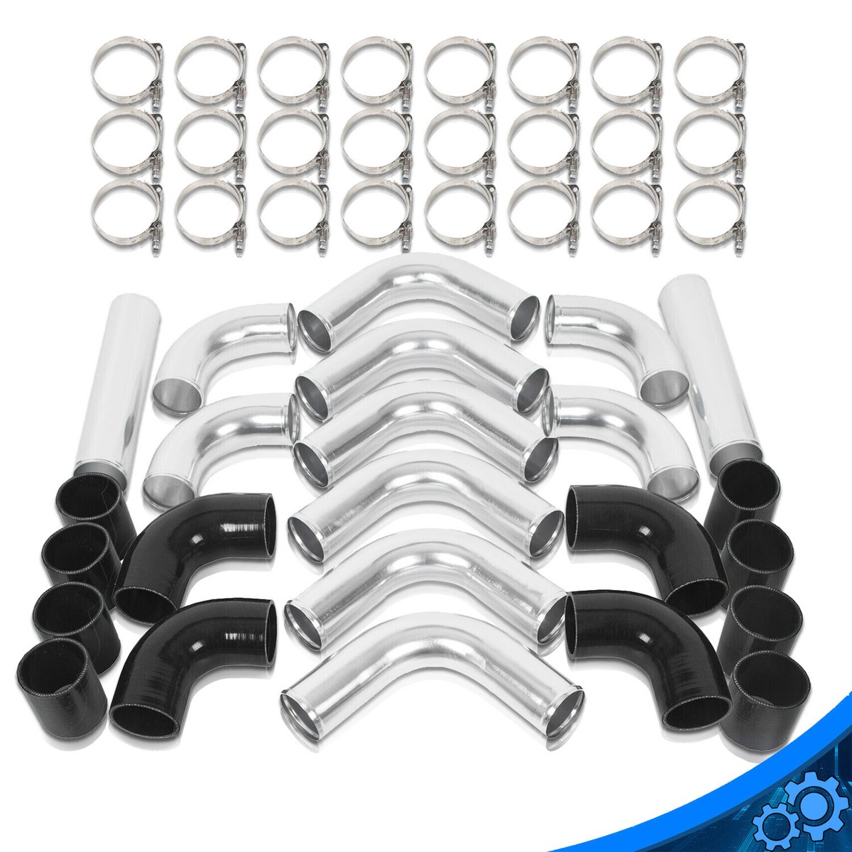 12Pc Universal 2.5&quot; Intercooler Pipe Piping Kit +T-Bolt Clamps + 