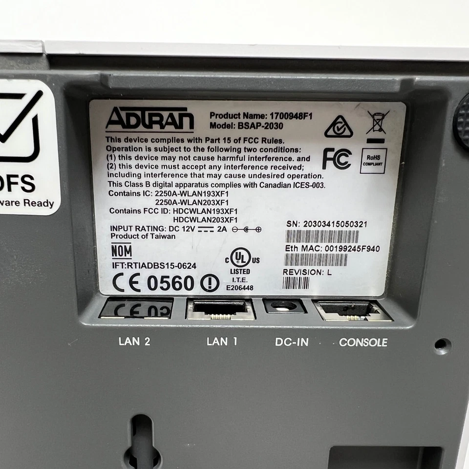 Adtran Bluesocket 2030 802.11ac (3x3:3) Indoor AP - Image 3 of 4