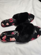 Victoria Secret Signature Satin Slippers Rose Print Size Womens L 9-10