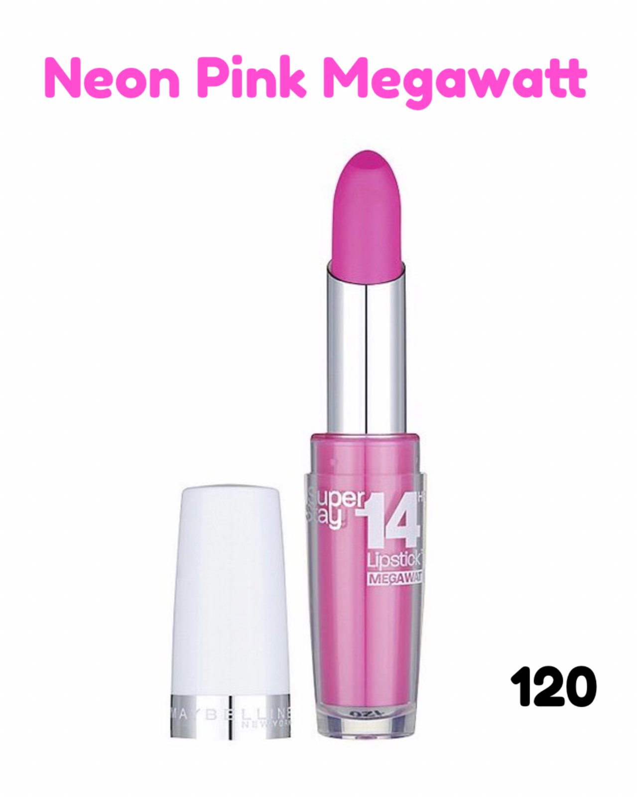 Maybelline New York | Super stay 14HR Lipstick | Neon Pink 120 | New | - Picture 2 of 5