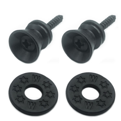 2 Black Guitar Strap Lock Button+Black Strap Block-Electric Acoustic Guitar Bass