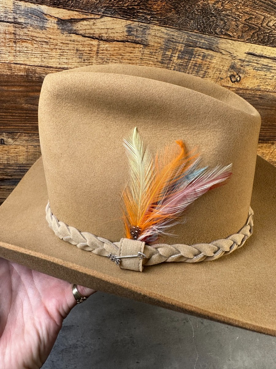 John B. Stetson Western Hat Men's 4X Beaver Wide Brim Feather | eBay