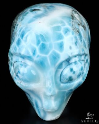 Gemstone 3.5'' Larimar Star Being Female Alien Crystal Skull , Sculpture