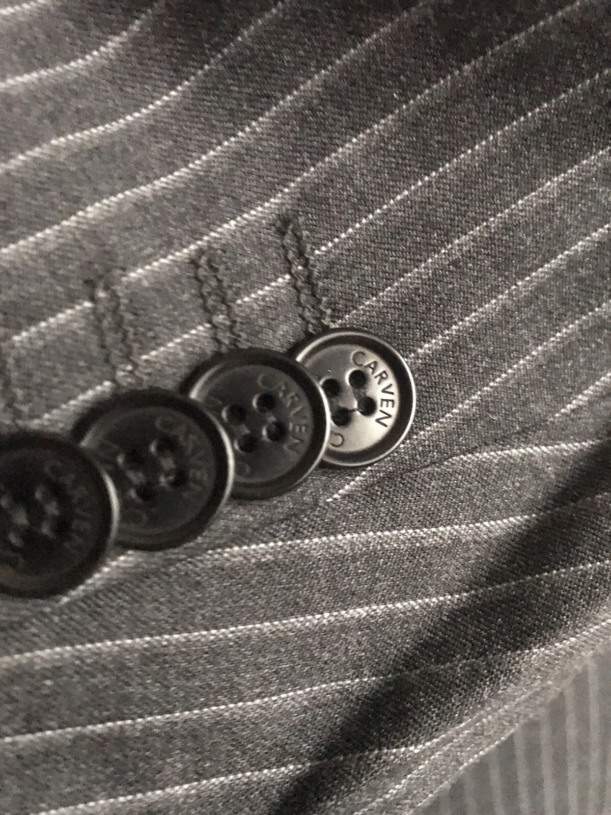 CARVEN Cashmere Wool Blend Blazer Jacket M Grey Striped