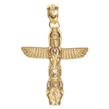 New 14k Gold Totem Pole Charm Pendant
