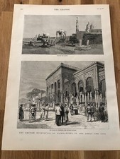 1882 illustrated graphic news print . british occupation of cairo
