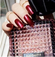 Red Wine Shiny Medium Square Press on Nails