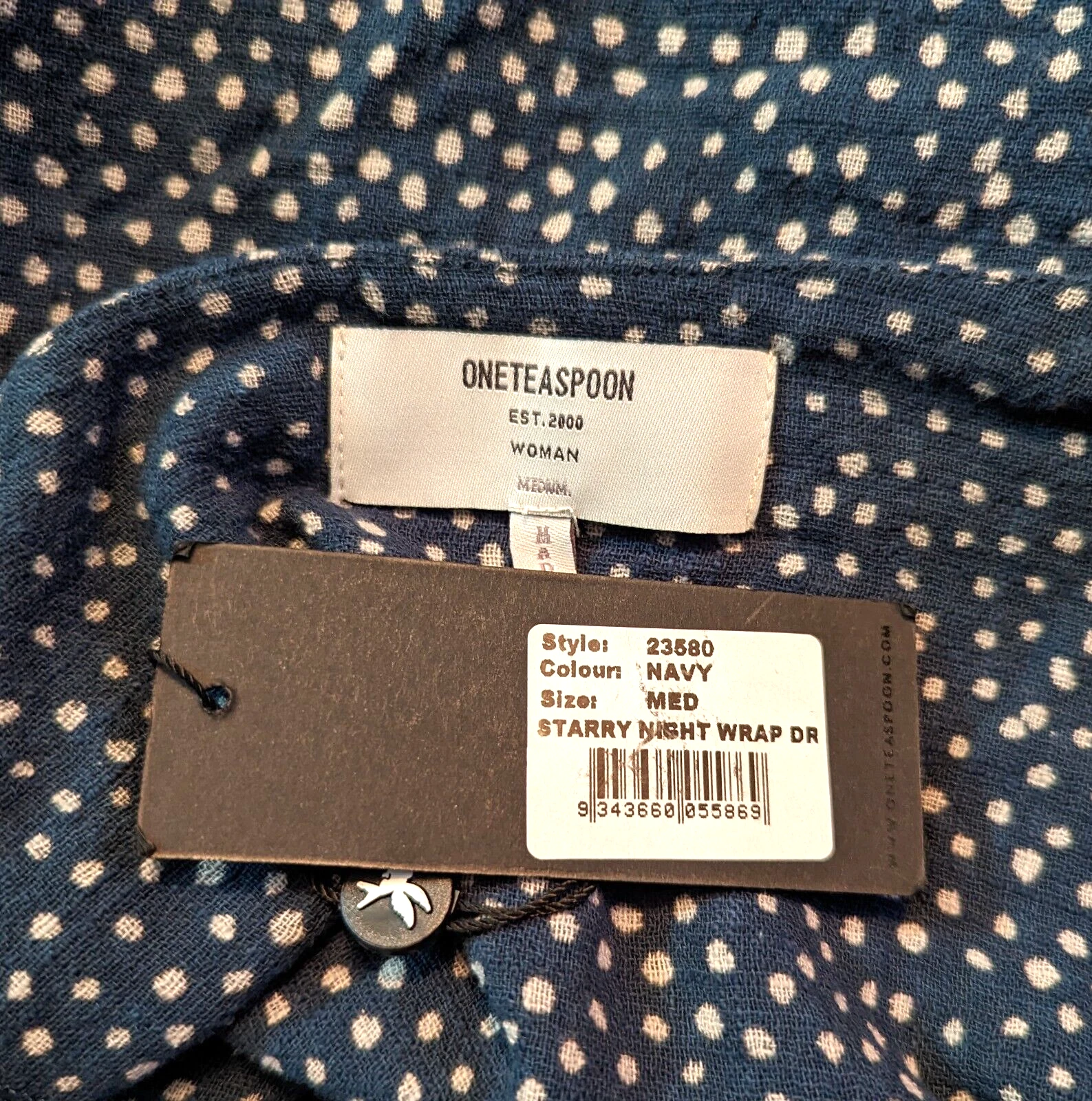 OFF WHITE Abito da notte stellato blu bianco sporco cotone 4569 nuovo One Teoon taglia M