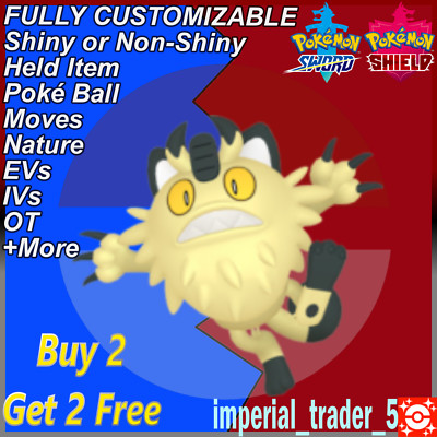 Pokémon Sword and Shield   Shiny Galarian Meowth   W/ Best 6IV Customizable