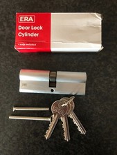 Euro Cylinder Door Lock 45/45 6pin Satin ERA 4087-51.  3 Keys, 2 screws.
