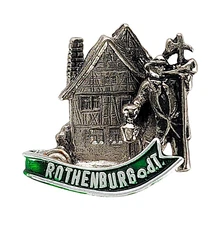 Vintage Rothenburg o.d. Tauber Germany Souvenir Pewter Badge Pin