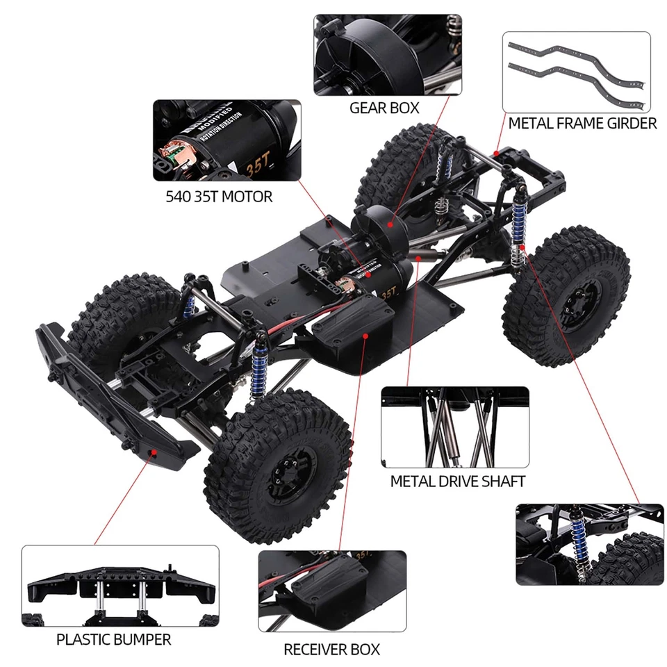AUSTAR 313mm Wheelbase Chassis Frame w/ Tyres for 1/10 AXIAL SCX10 RC Car Z8D8 - Image 3 of 4