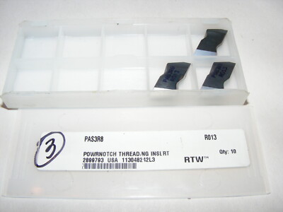 3 - RTW PAS3R8 R013 POWRNOTCH THREADING Carbide Inserts (HOU)